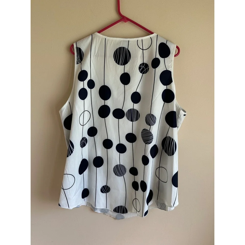 Emery Rose Womens 4XL Navy White Polka Dot Layered Top and Pants Set